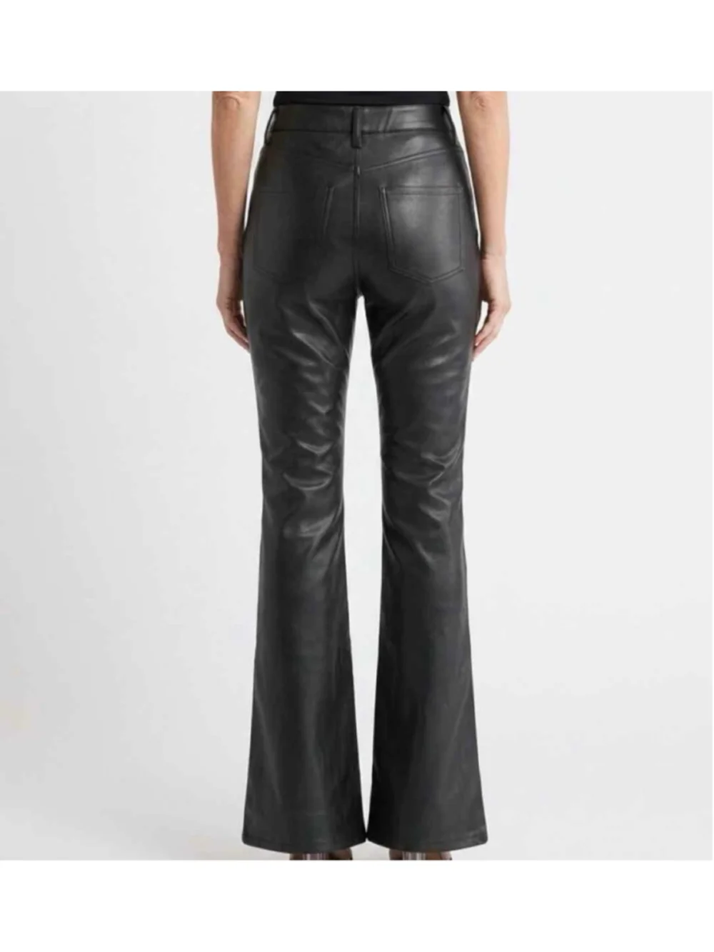 AFRM Astrid Black Vegan Leather Lace Up Flare Pants NWT Size 27